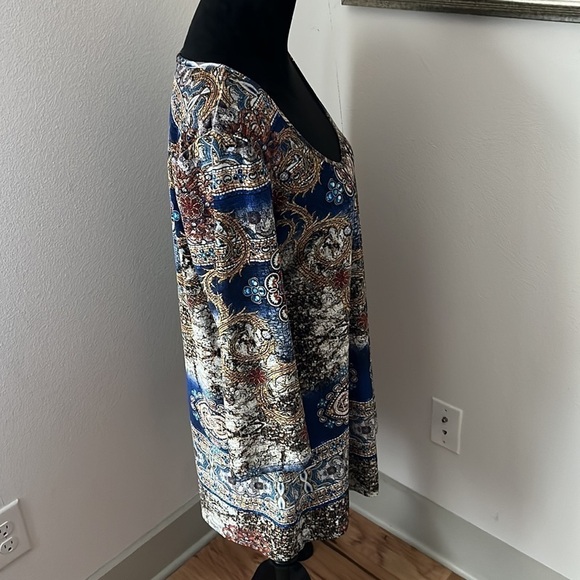 From The Heart Jaida soft velvet retro print dress tunic Sz L - Picture 5 of 7